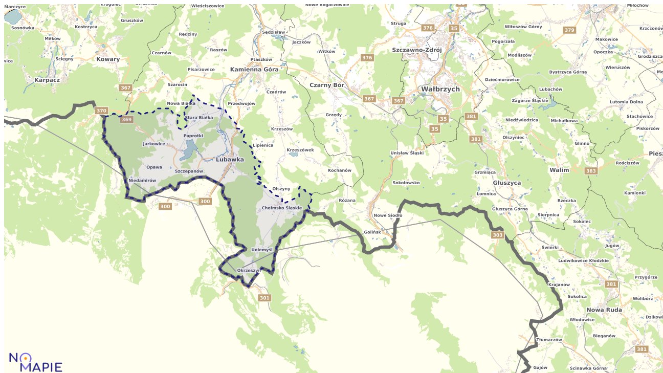 Mapa obszarów ochrony przyrody Lubawki