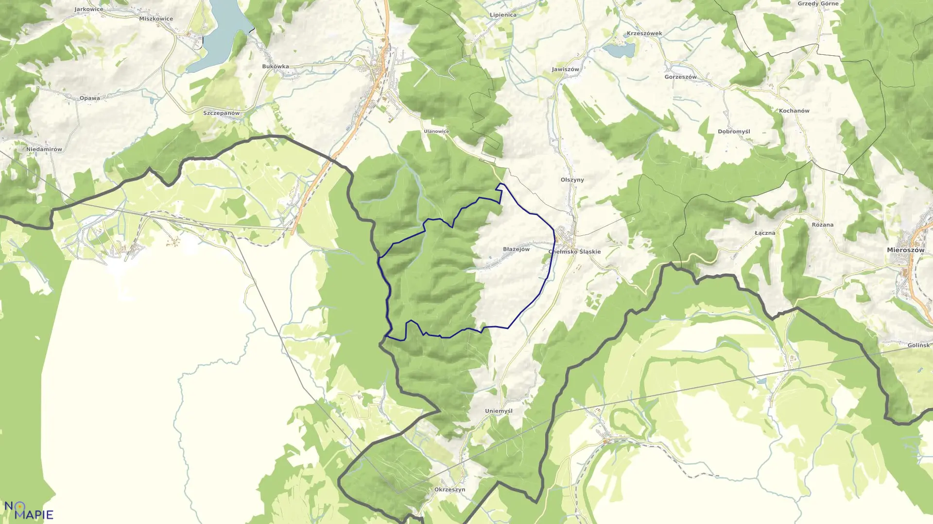 Mapa obrębu Błażejów w gminie Lubawka