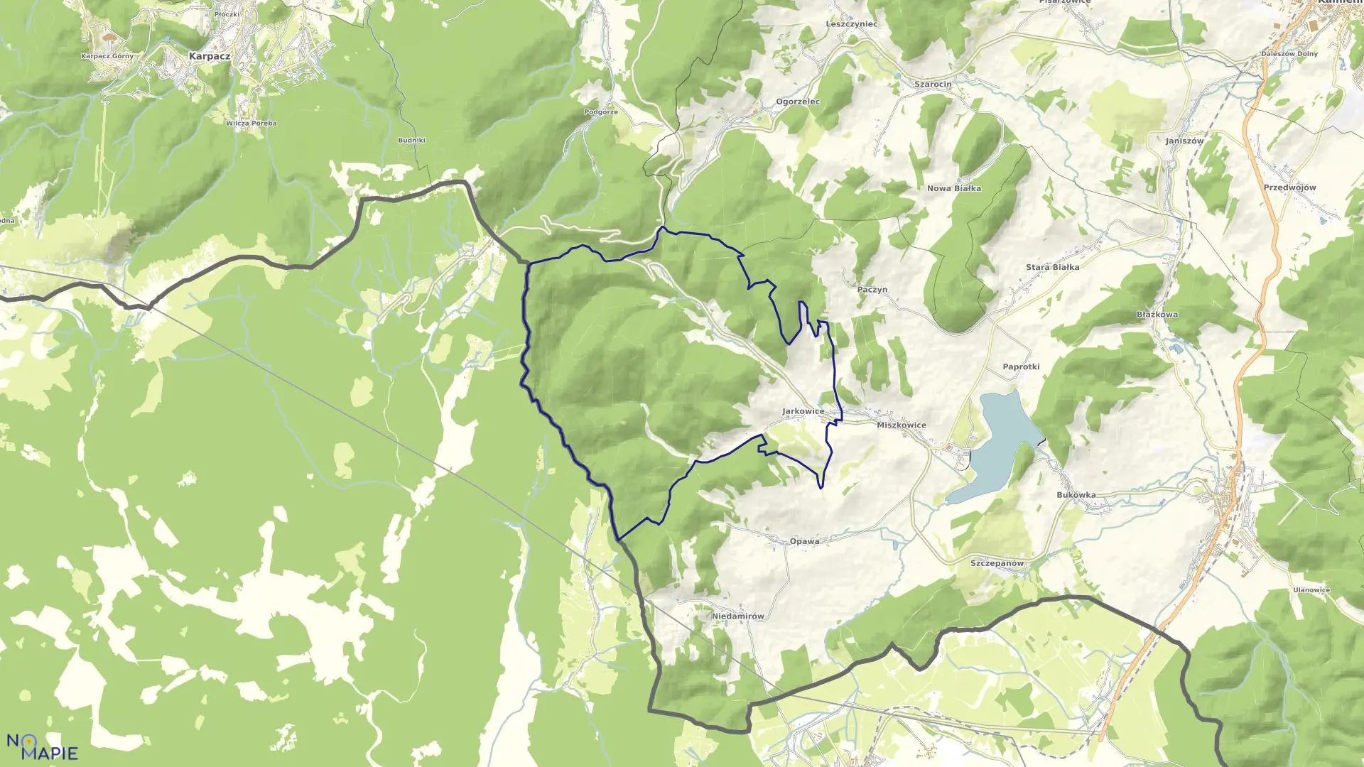 Mapa obrębu Jarkowice w gminie Lubawka