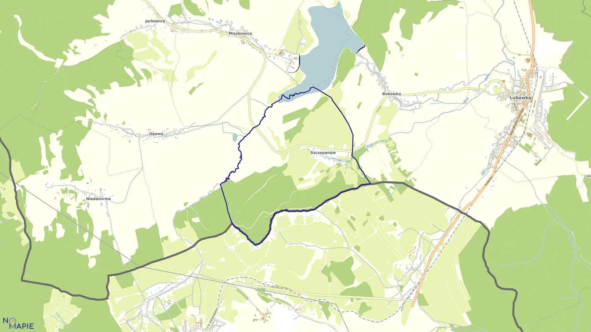 Mapa obrębu Szczepanów w gminie Lubawka